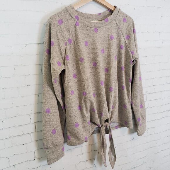 New MINE Boutique Sweater Size S Polka Dot Tie Up - Picture 2 of 7